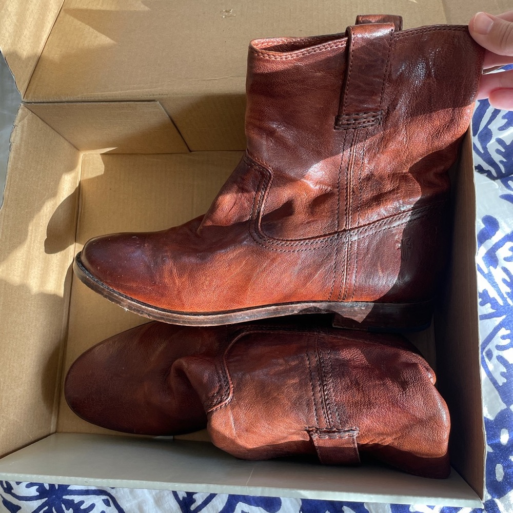 Frye Brown Leather Ankle Booties